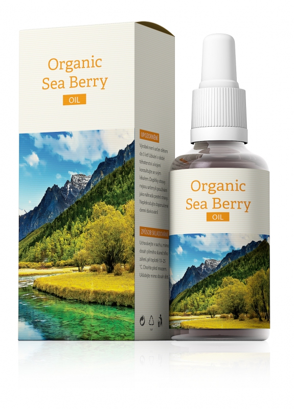 Organic Sea Berry Oil - OLEJ ZE SEMEN RUČNĚ SBÍRANÝCH PLODŮ RAKYTNÍKU Z ORGANICKÝCH PŮD V TIBETU