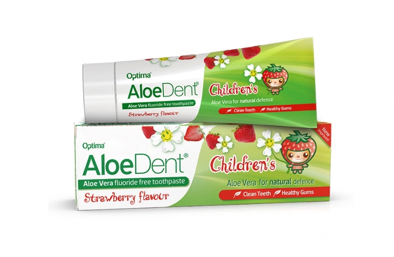 Aloe Dent dětská zubní pasta - jahoda s koenzymem Q10, Tea Tree a oxidem křemičitým