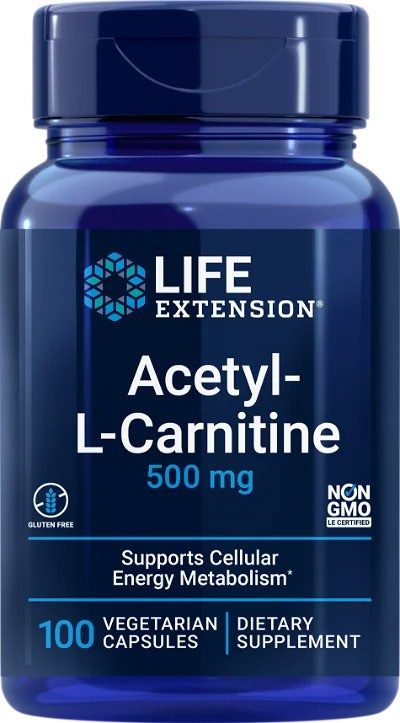 Life Extension Acetyl-L-Carnitine 500 mg - Acetyl-L-karnitin- 100 vegetariánských kapslí