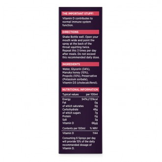 Manuka Doctor Vitamin D sprej s manukovým medem a propolisem 500 M.E.D. 20 ml