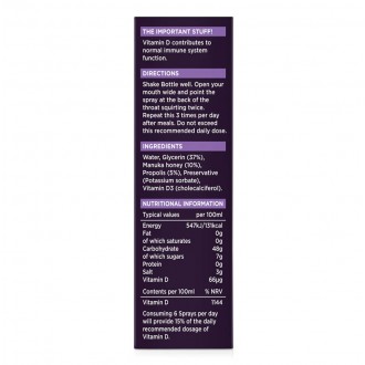 Manuka Doctor Vitamin D sprej s manukovým medem a propolisem 250 M.E.D. 20 ml