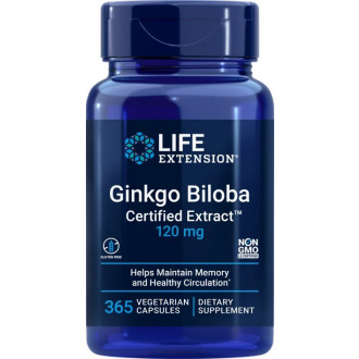 Life Extension Ginkgo Biloba Certified Extract 120 mg -  365 vegetariánských kapslí