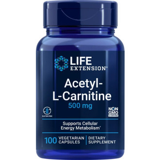 Life Extension Acetyl-L-Carnitine 500 mg - Acetyl-L-karnitin- 100 vegetariánských kapslí