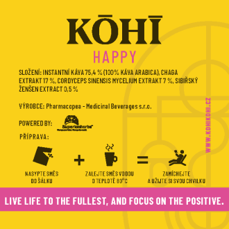 KOHI-HAPPY káva - ADAPTOGEN COFFEE MIX WITH CHAGA & CORDYCEPS