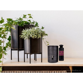 XXL Keramická aromalampa s dekorem stromu, matná černá