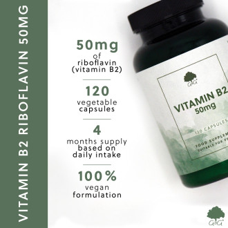 G&G Vitamins - Vitamin B2 Riboflavin 50 mg - 120 kapslí