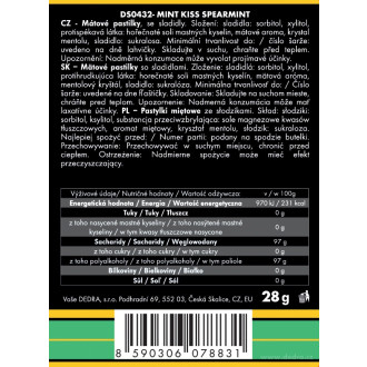 MINT KISS  jemně mátové osvěžující pastilky bez cukru- spearmint 28 g